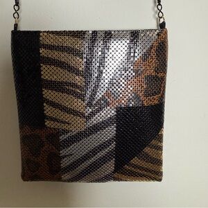 Vintage Patchwork Animal Print Metal Mesh Shoulder Bag